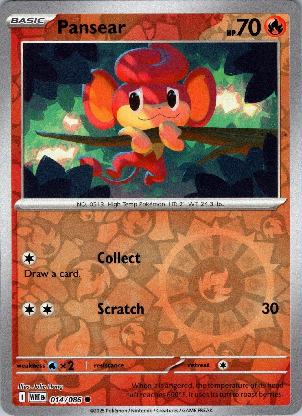White Flare Pansear [Reverse] Pokémon card
